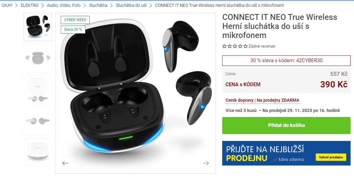 BT sluchátka Connect IT 24 hod