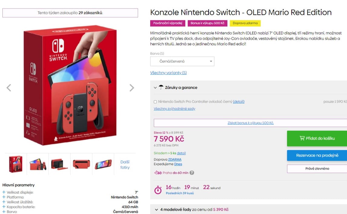 Konzole Nintendo Switch - OLED Mario Red Edition
