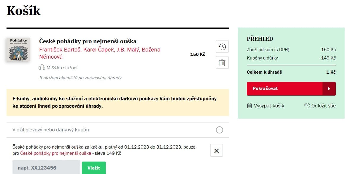 Audiokniha České pohádky 2.06 hod.