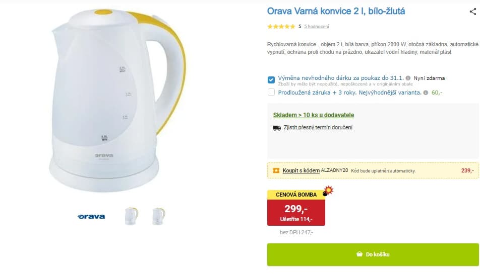 Rychlovarná konvice Orava 2 litry