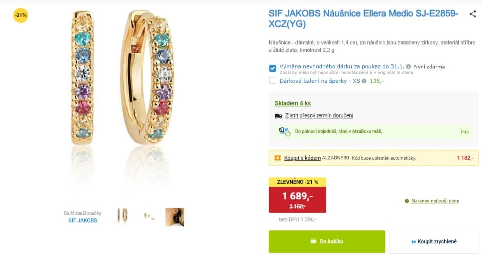 Náušnice stříbro/zlato Sif Jakobs