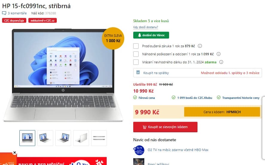 Ntb HP 4,3GHz, 16GB RAM, SSD, 15,6"