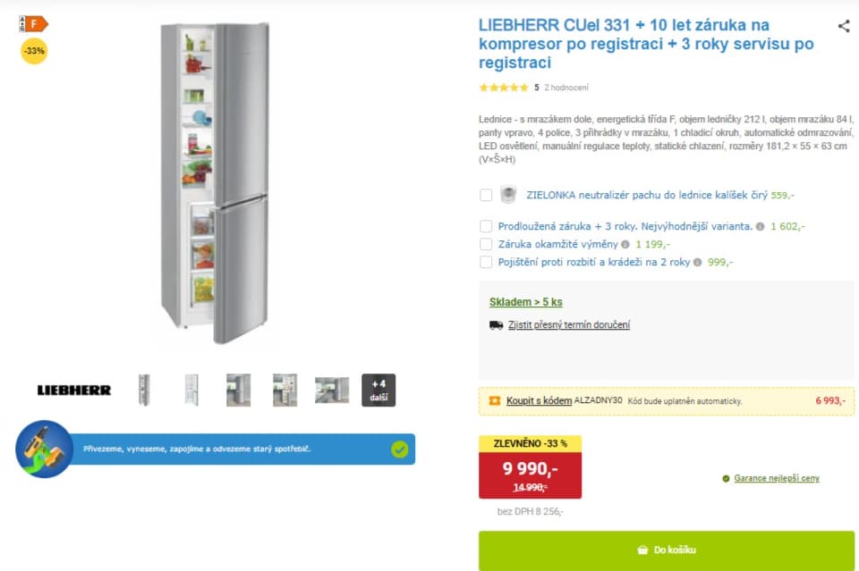 Lednice Liebherr, mrazák, 181cm