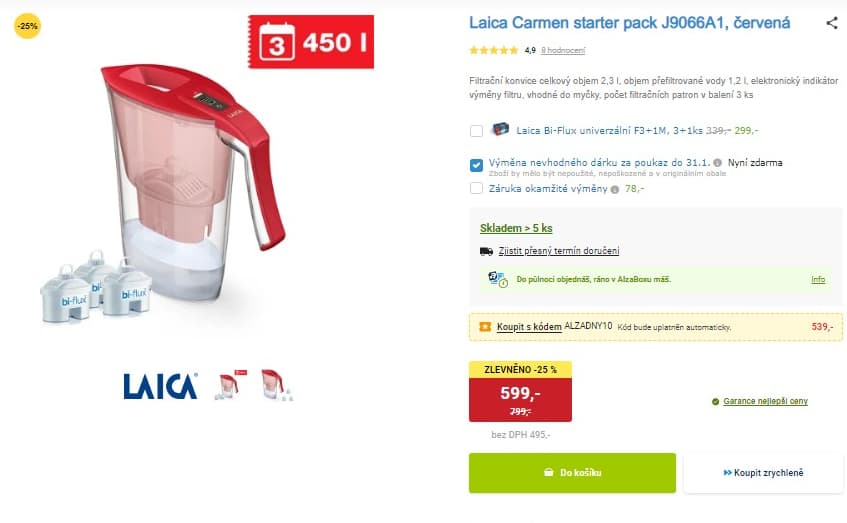 Filtrační konvice Laica Carmen + 3 filtry