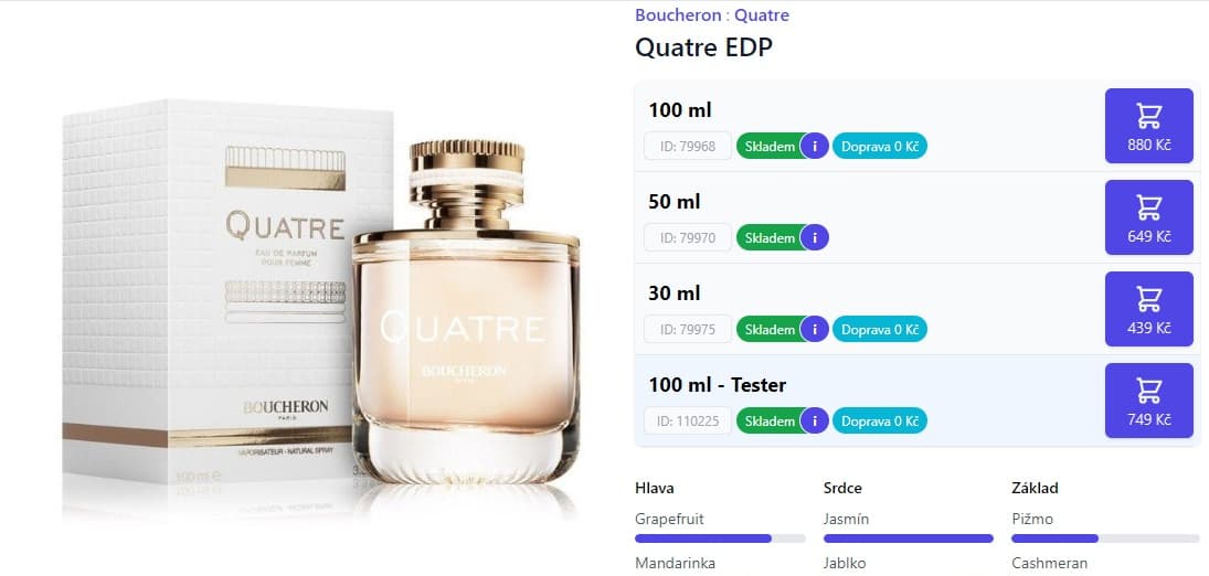 Dámský parfém BOUCHERON Quatre, 100ml
