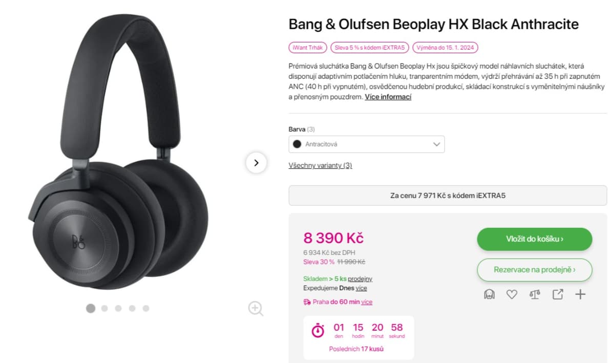 BT sluchátka Bang & Olufsen ANC, 40hod