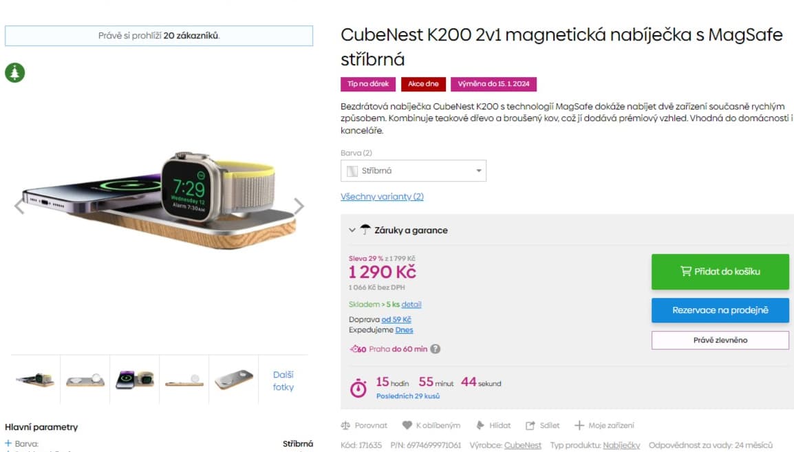 Bezdrátová nabíječka CubeNest 2v1 20W