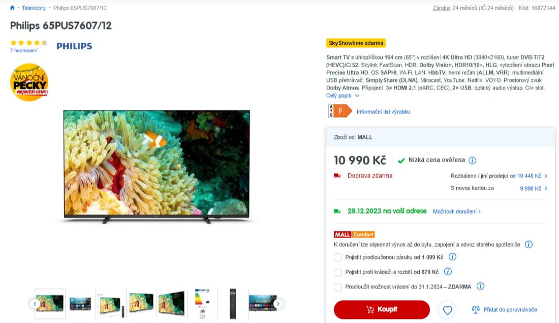4K Smart TV, Atmos, 164cm, Philips