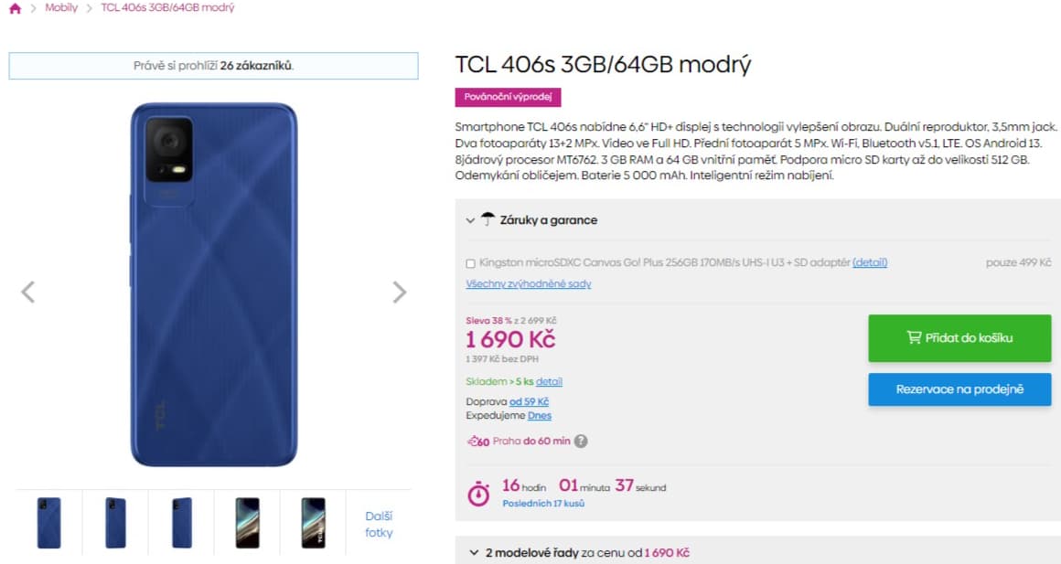 TCL 8x 2GHz, 3GB RAM, NFC, 6,6"