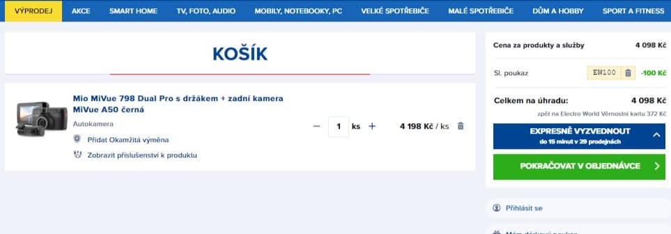 Duální QHD autokamera MiVue, Wifi