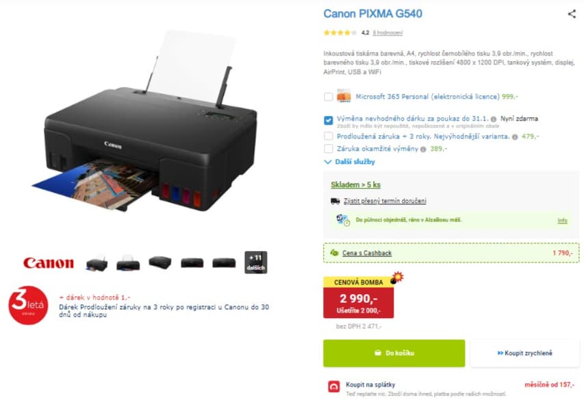 Ink barva Wifi tiskárna Canon, tank