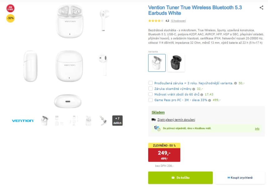BT sluchátka Vention 22 hodin