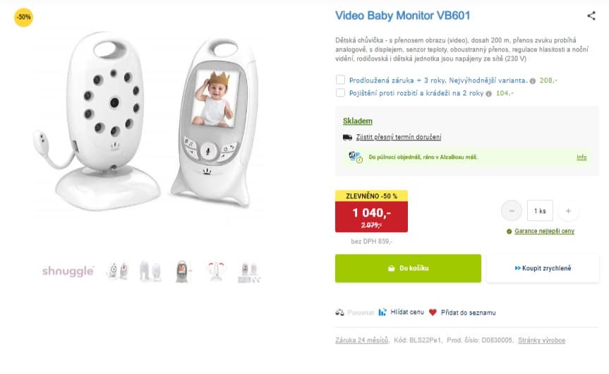 Baby video monitor oboustranný