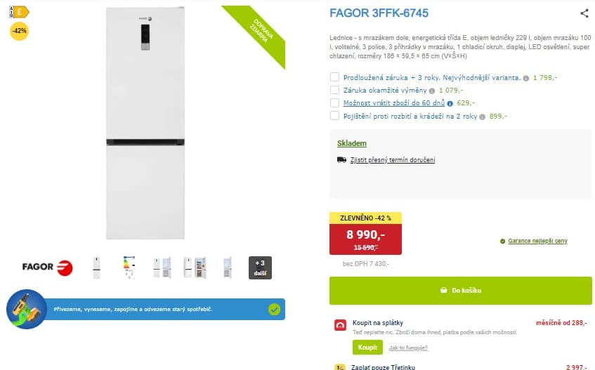 Lednice Fagor, total no frost, 186cm