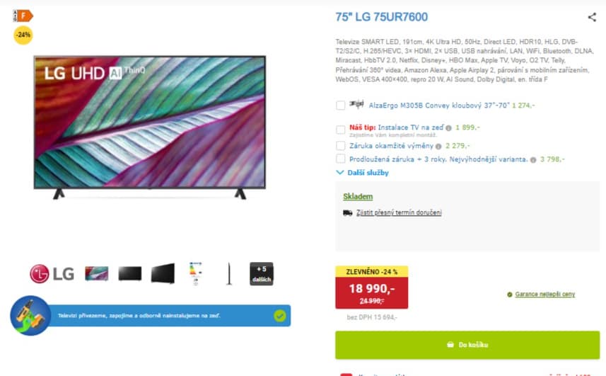 4K Smart TV 189cm LG