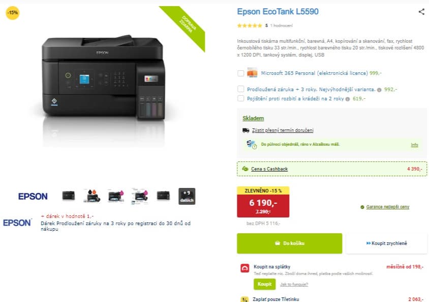 Ink barva multifunkce Epson, Wifi, tank