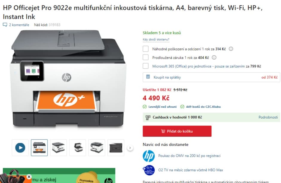 Barva ink multifunkce HP, Wifi, dotyk displej