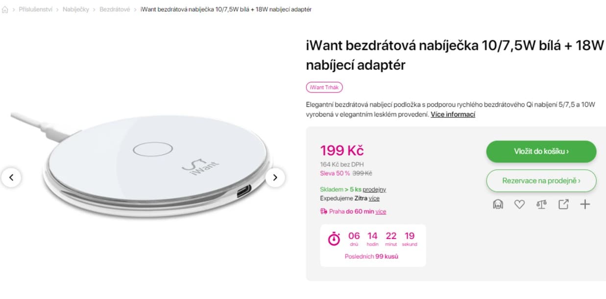 Bezdrátová nabíječka iWant Qi, 10W