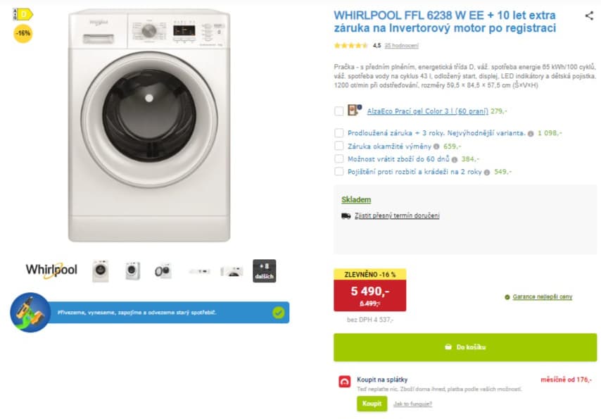 Pračka Whirlpool, 6kg, 1200 ot., A+++