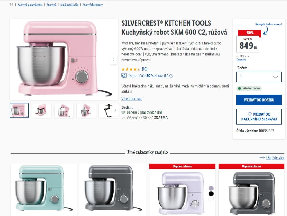 Kuchyňský robot Silvercrest 600W, 5 litrů