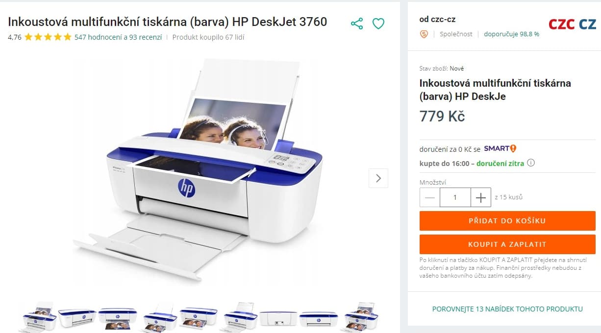 Multifunkce, barva, ink., Wifi, HP