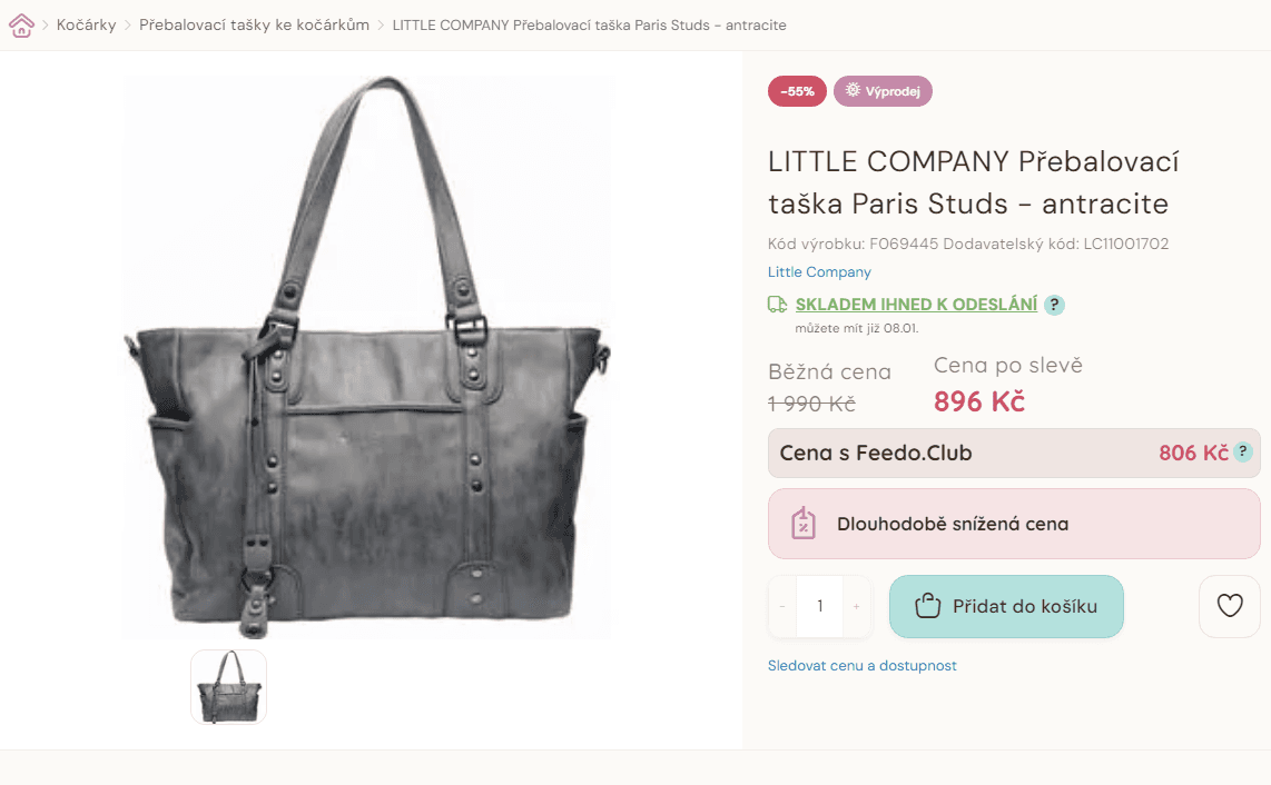 Přebalovací taška Little Company Paris Studs