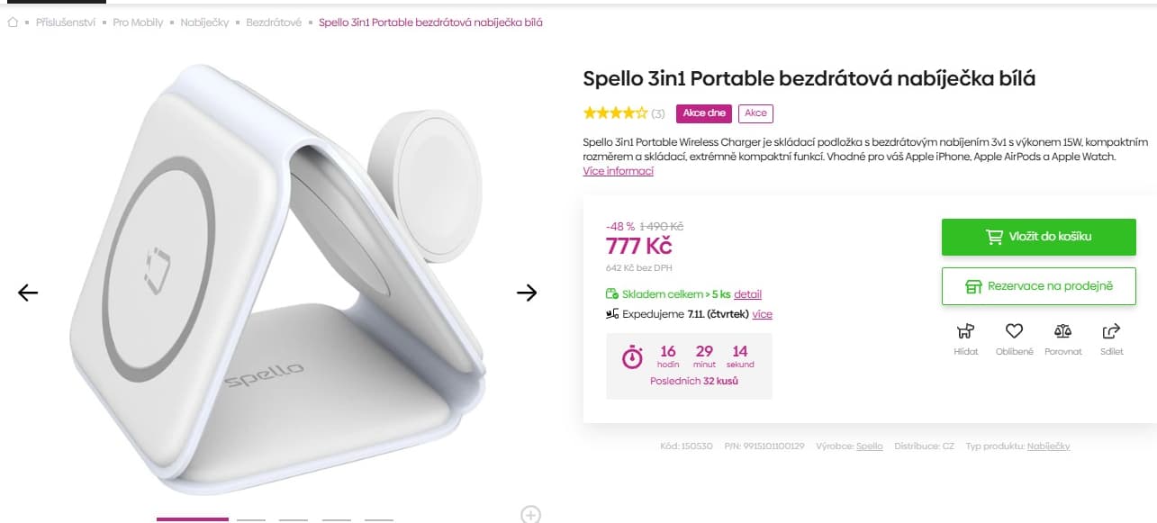 Bezdrátová nabíječka Spello 3v1