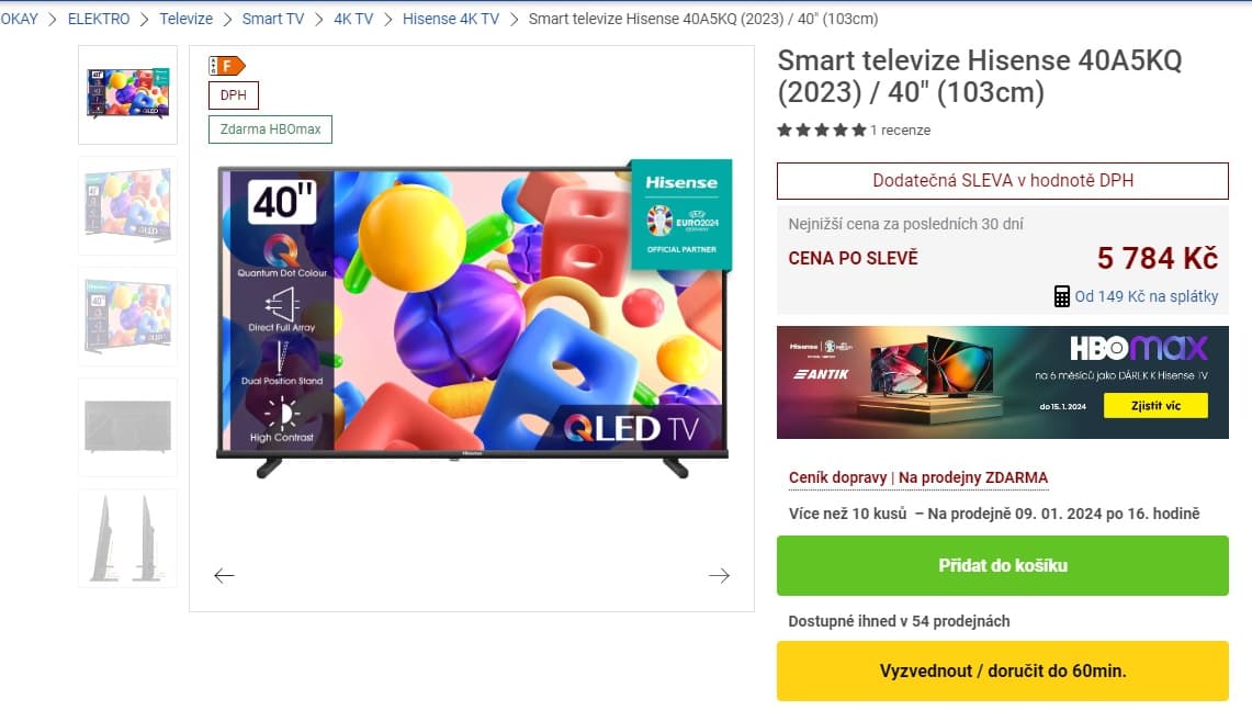 FHD QLED Smart TV 102cm, Hisense