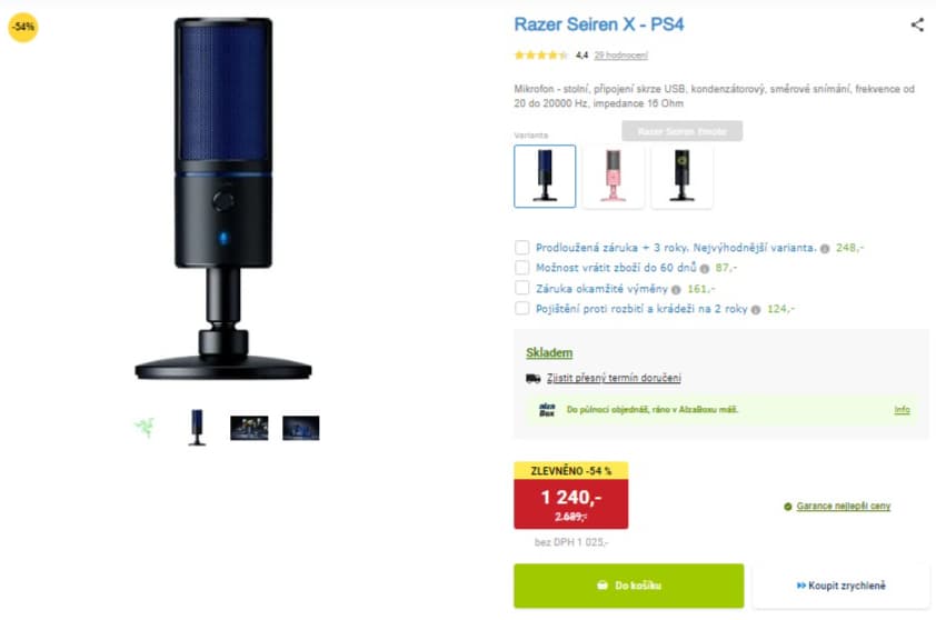 Mikrofon pro streamery a PS4 Razer, USB