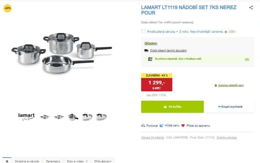 Sada nerez nádobí Lamart, indukce, 7ks