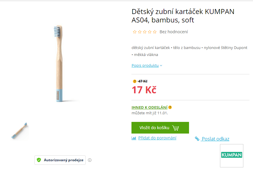 Dětský zubní kartáček Kumpan AS04