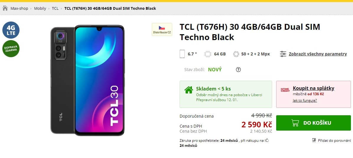 TCL 8x 2,3GHz, 4GB RAM, 6,7", NFC