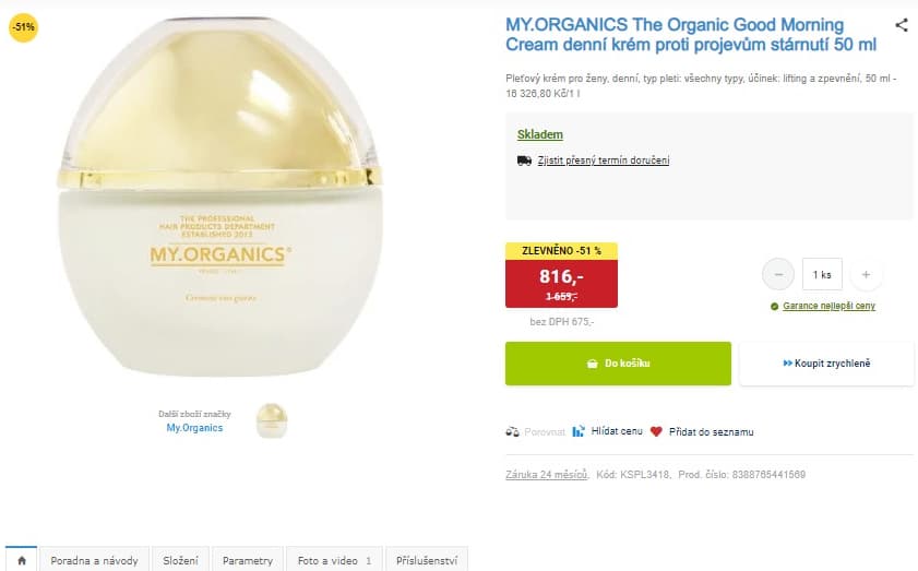 Denní krém proti stárnutí My.Organics 50ml