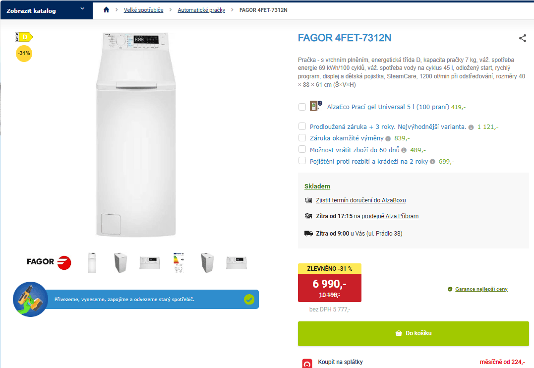 Pračka Fagor, 7 kg, 1200 ot/min