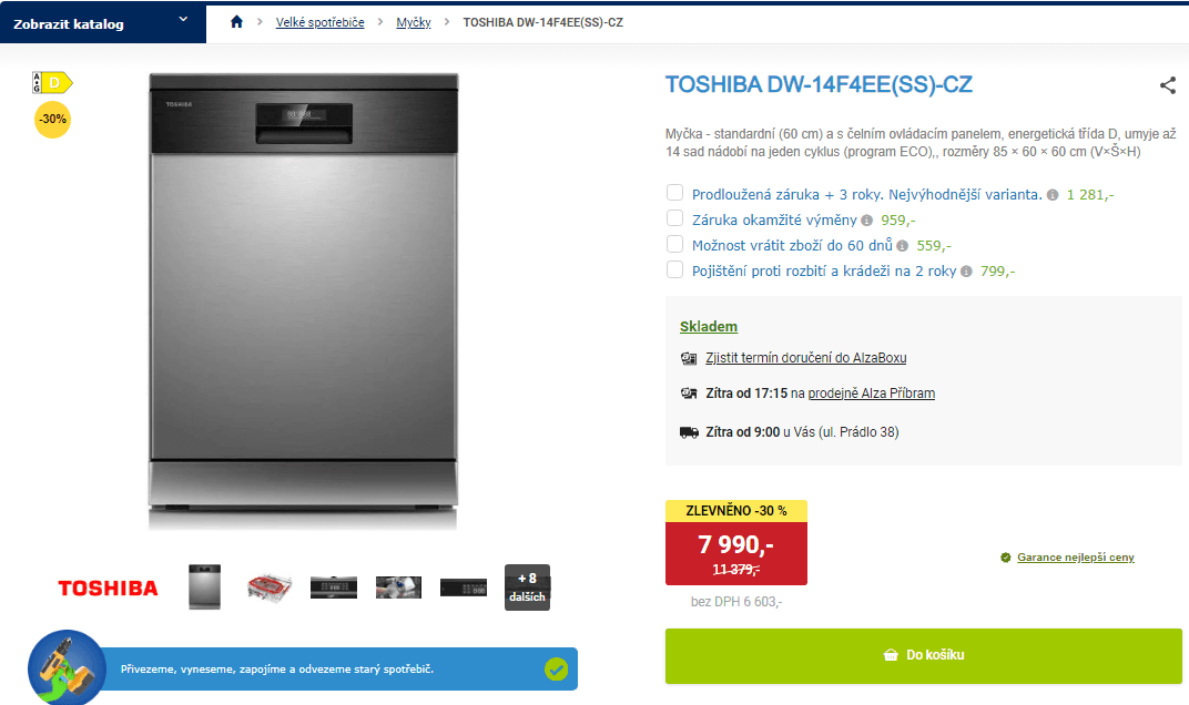 Myčka nádobí Toshiba, 60 cm, 14 sad