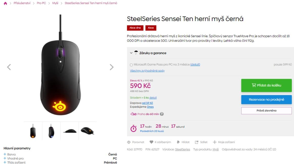 Herní myš SteelSeries Sensei Ten
