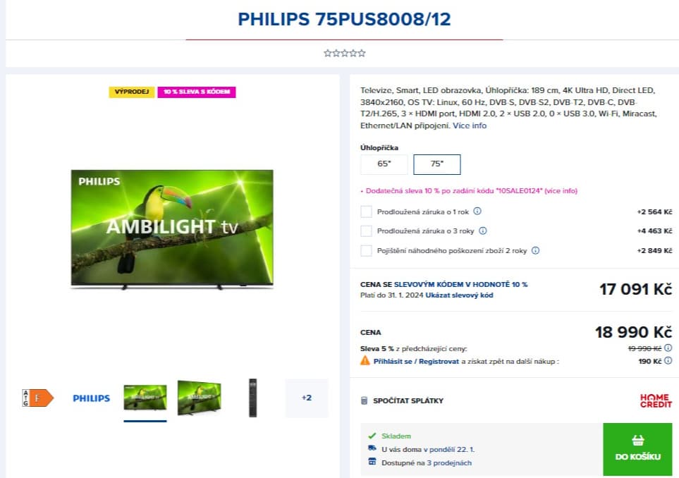 4K Ambilight TV, Atmos, 189cm, Philips