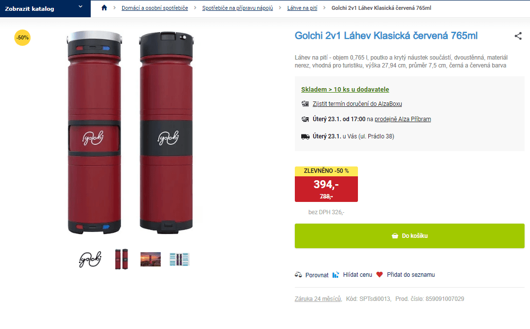 Láhev na pití Golchi 2v1, 765ml