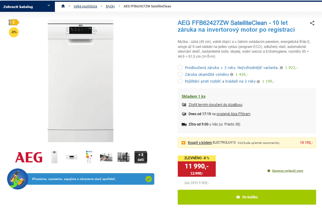 Myčka nádobí AEG, 45 cm, 9 sad