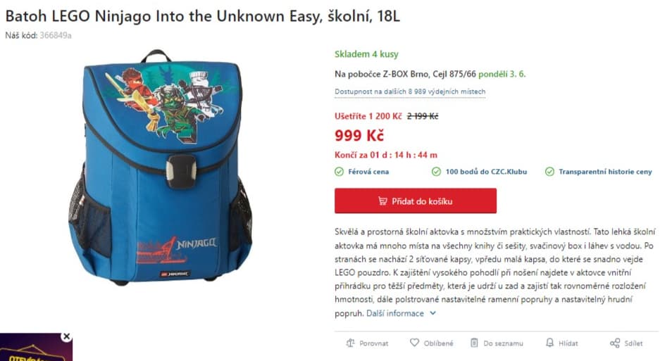 Školní batoh LEGO CITY Race 18 l.