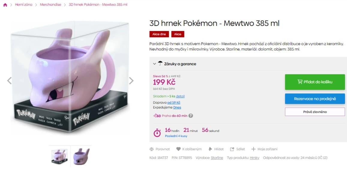 3D hrnek Pokémon Mewtwo 385 ml