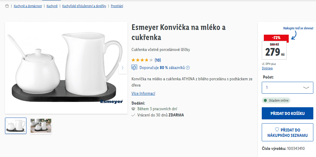 Konvička na mléko a cukřenka