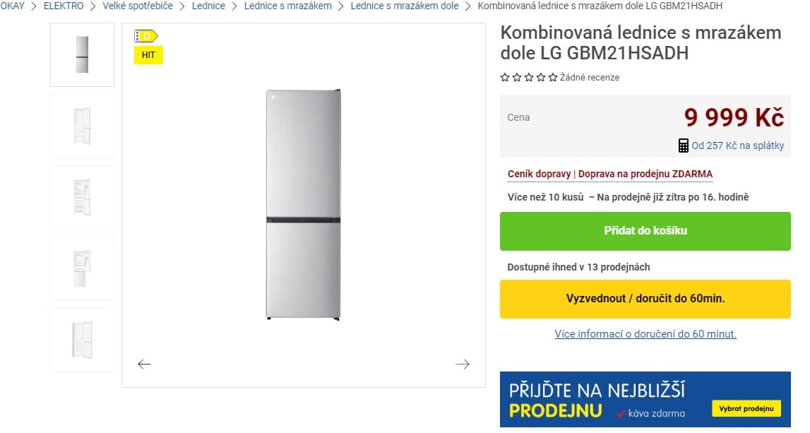 Lednice LG, no frost, multi air flow, 186cm