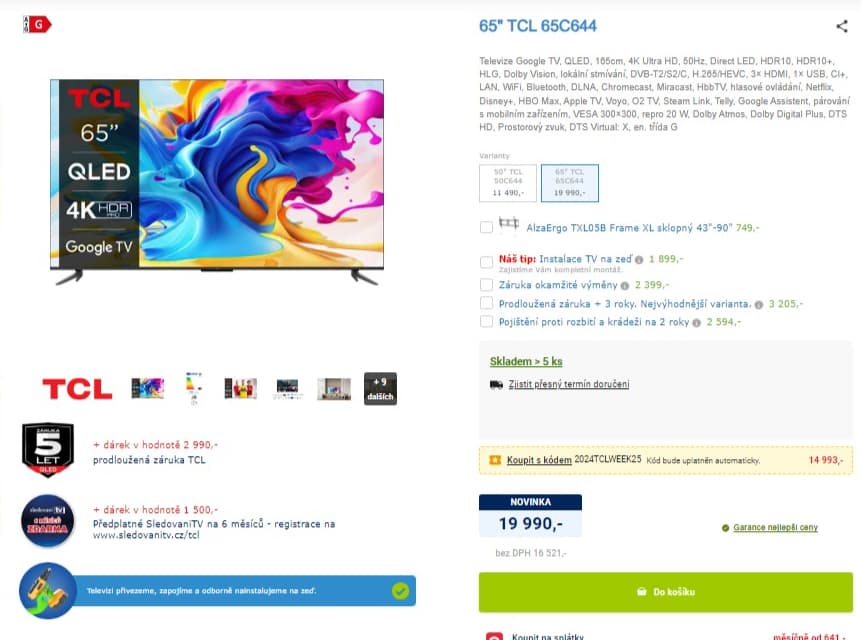 4K Google TV, HDR, 165cm, Atmos TCL