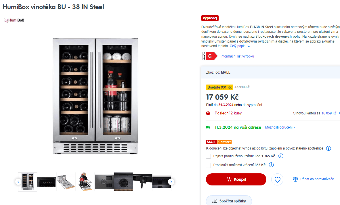 Dvoudvéřová vinotéka Humibox