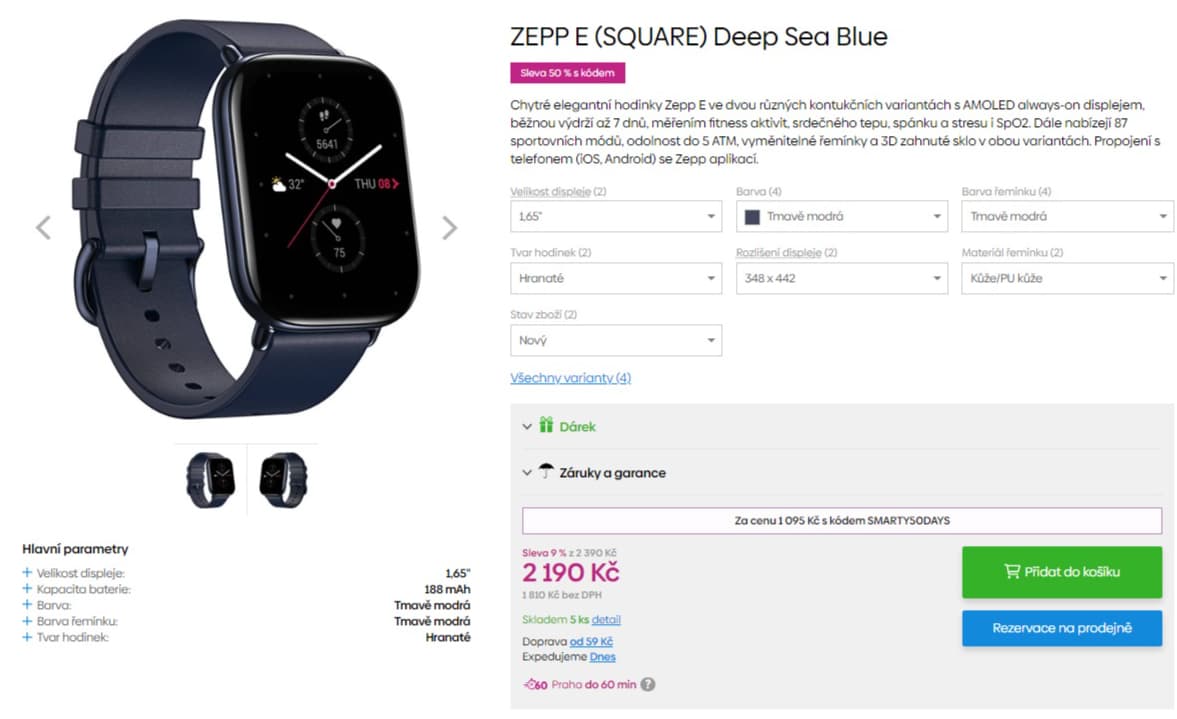 Chytré sportovní hodinky Amazfit 1,65", GPS