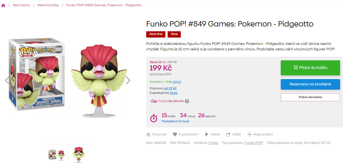 Funko POP! #849 Games: Pokemon - Pidgeotto