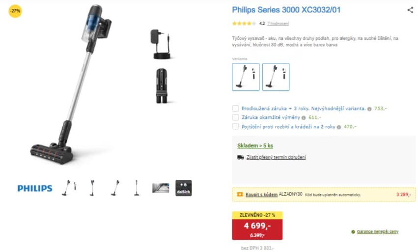 Tyčový AKU vysavač Philips, 60min