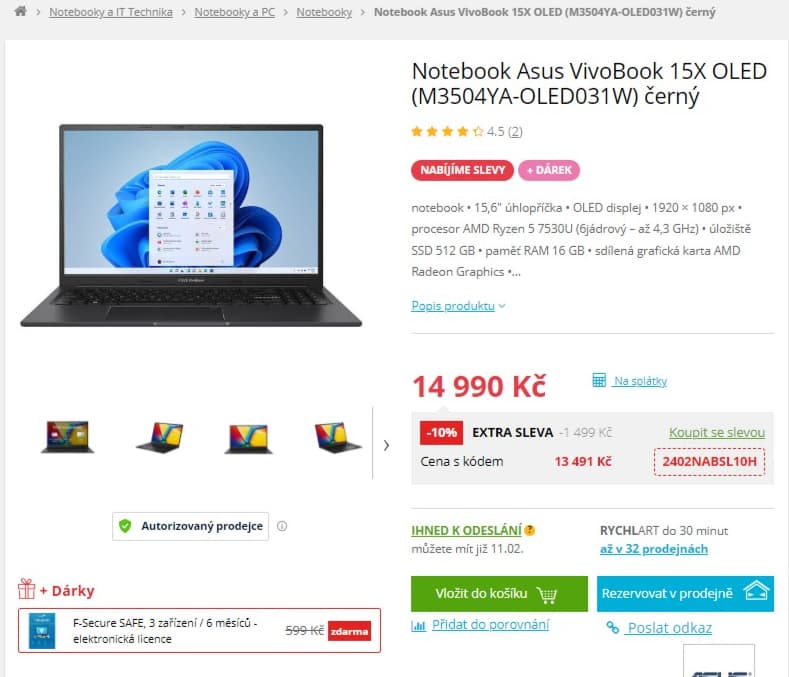 Asus 4,3GHz, 16GB RAM, SSD, 15,6", 1,6kg