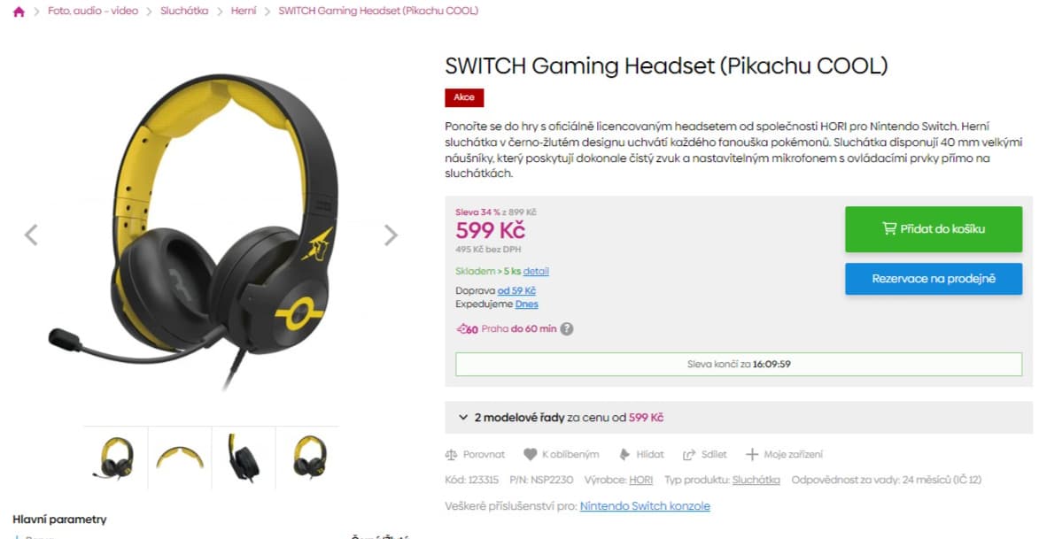 Herní sluchátka Hori Pichacu